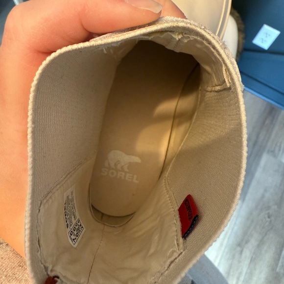 Sorel Cream Ankle Boots with Tan Soles - Picture 4 of 10